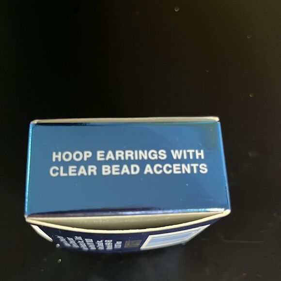 AVON Hoop Earrings with Clear Bead Accents - Picture 4 of 5